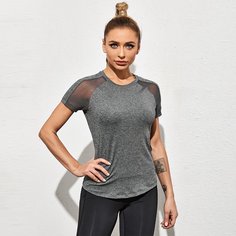 Контрастная сетка Спортивные футболки Shein