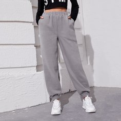 Однотонные брюки с карманом Shein