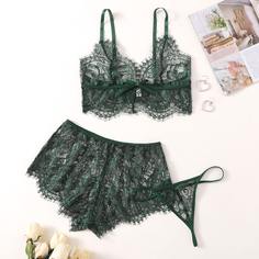3 пакета кружевной комплект нижнего женского белья и шорты Shein