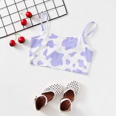 Топ на подтяжках Girl с рисунком коровы Shein