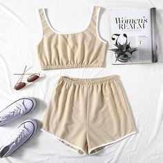 Контрастная майка и шорты Shein