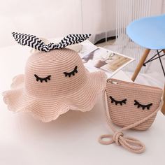 Соломенная сумка и шляпа для девочек Shein