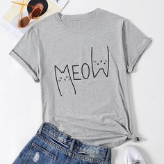 Мультяшный принт Повседневный Футболка размера плюс Shein
