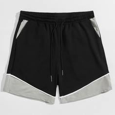 на кулиске Контрастный Повседневный Мужские шорты Shein