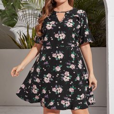 Платье размера плюс с цветочным принтом Shein