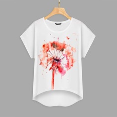 Асимметричный Цветочный Повседневный Футболки Shein