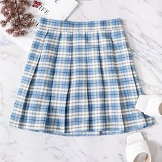 Плиссированная мини юбка в клетку Shein