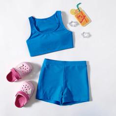 Одноцветный Повседневный Купальники для девочек Shein