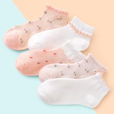 Носки с цветочным рисунком для девочек 5 пар Shein