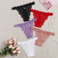 Сетчатые трусики с кружевной отделкой 5шт Shein