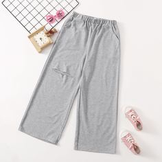 Широкие брюки с разрезом для девочек Shein