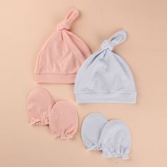 2шт Детская минималистичная шапка и 2 пары перчаток Shein
