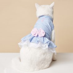 Платье для домашних животных в клетку с бантом Shein