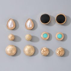 6 пар серьги-гвоздики с искусственными жемчугами Shein