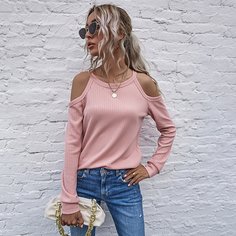 Одноцветный Повседневный Футболки Shein