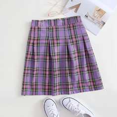 в клетку Институтский Юбки размер плюс Shein