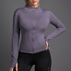 Спортивная куртка на молнии с отверстием для большего пальца Shein