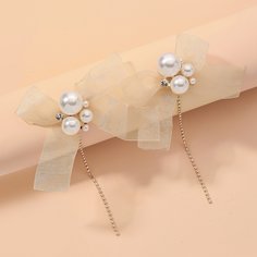 Серьги-подвески с бантом и искусственными жемчугами Shein