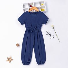 Однотонный комбинезон с узлом для девочек Shein