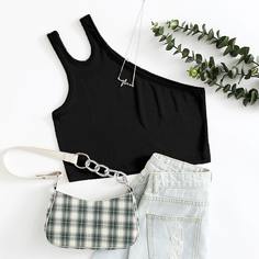 Трикотажный топ на одно плечо Shein