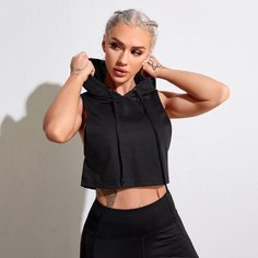 на кулиске Одноцветный Спортивные свитшоты Shein