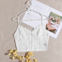 Однотонный кружевной топ Shein