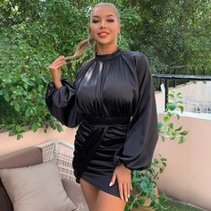 на молнии Одноцветный Элегантный Платье Shein