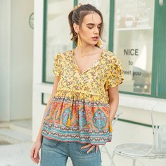 Топ с цветочным принтом и бахромой Shein