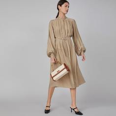 Платье-рубашка из вискозы с поясом Shein