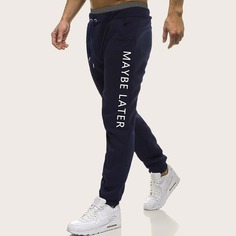 Мужские спортивные брюки на кулиске с текстовым принтом Shein