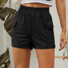 Шорты с карманами и эластичной талией Shein