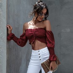 Топ с открытыми плечами и сборками на кулиске Shein