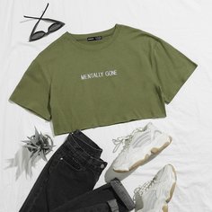 Короткая футболка с вышивкой Shein