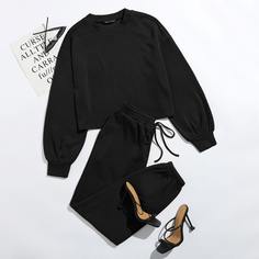 Однотонный пуловер и спортивные брюки Shein