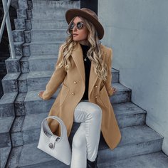 Двубортное пальто Shein