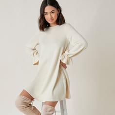 Однотонное платье с оригинальным рукавом Shein