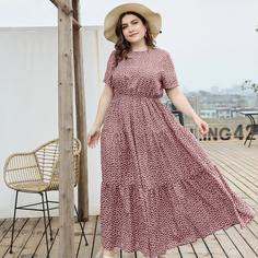 Длинное цветочное платье размера плюс с оборками Shein