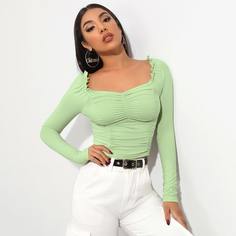 Топ со сборкой и воротником-стойкой Shein