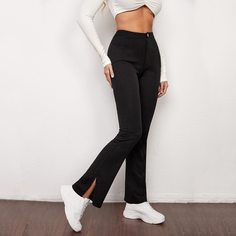 Застежка Одноцветный Повседневный Брюки Shein