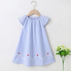 Полосатый Повседневный Платья для девочек Shein