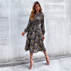 Многослойный цветочный Бохо Платье Shein