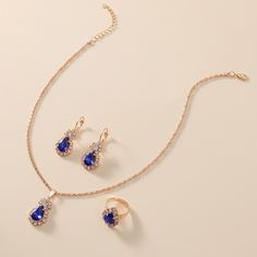 Ожерелье, серьги и кольцо со стразами Shein