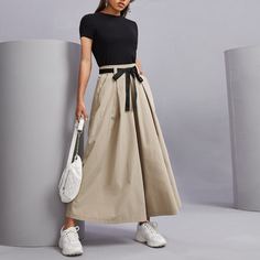 Футболка и широкие брюки с поясом Shein