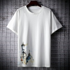 Мужская футболка с ретро-архитектурным узором Shein