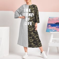 Платье размера плюс с камуфляжным принтом Shein