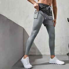 Мужские спортивные тайтсы в полоску на кулиске Shein