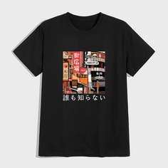 Мужская футболка с японским рисунком Shein