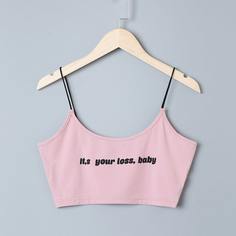 Короткий топ со слоганом на подтяжках Shein