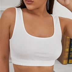 Однотонный короткий жилет с широким круглым вырезом Shein