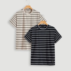 Мужская футболка в полоску с двумя входами Shein